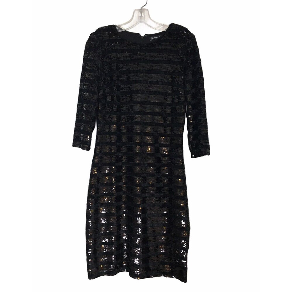 INC Sequin Mini Dress  Size XS Black Women's 3/4 Sleeve Sheath Evening Party - Picture 4 of 12